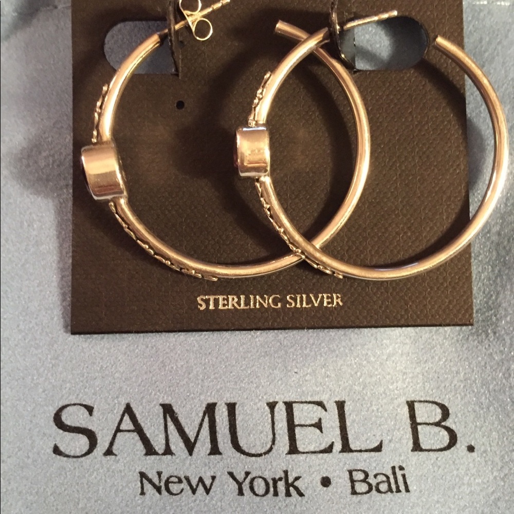 Samuel B. Sterling/amethyst hoop earrings - Picture 3 of 6